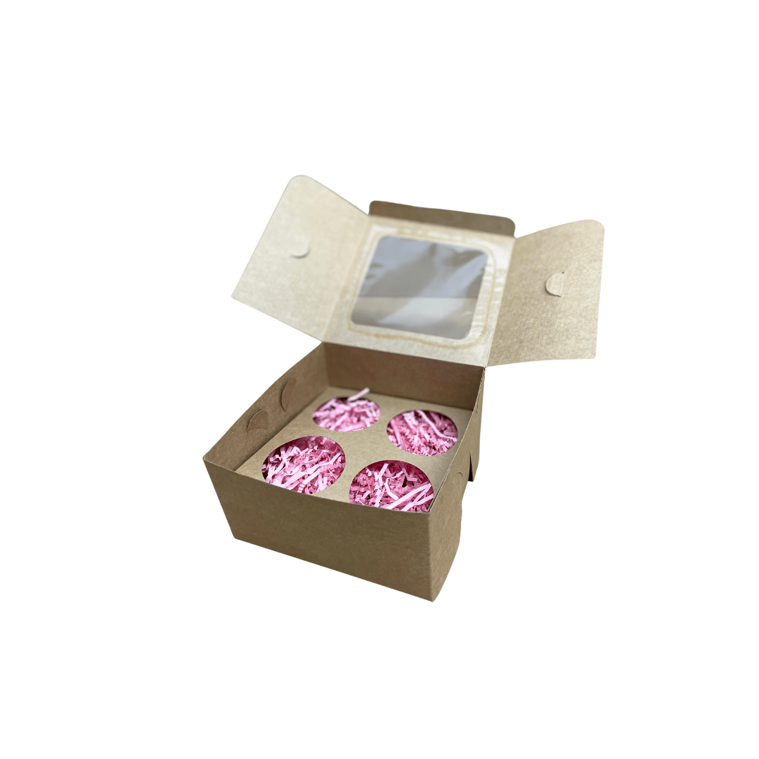 4 Cupcake Box With Insert - Happy Box