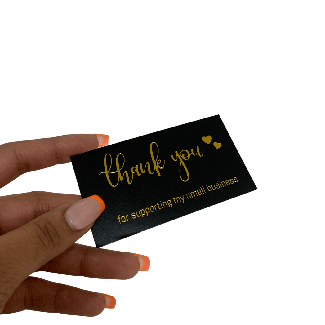 Black &amp; Gold Thank You Card ( 10 pack ) - Happy Box