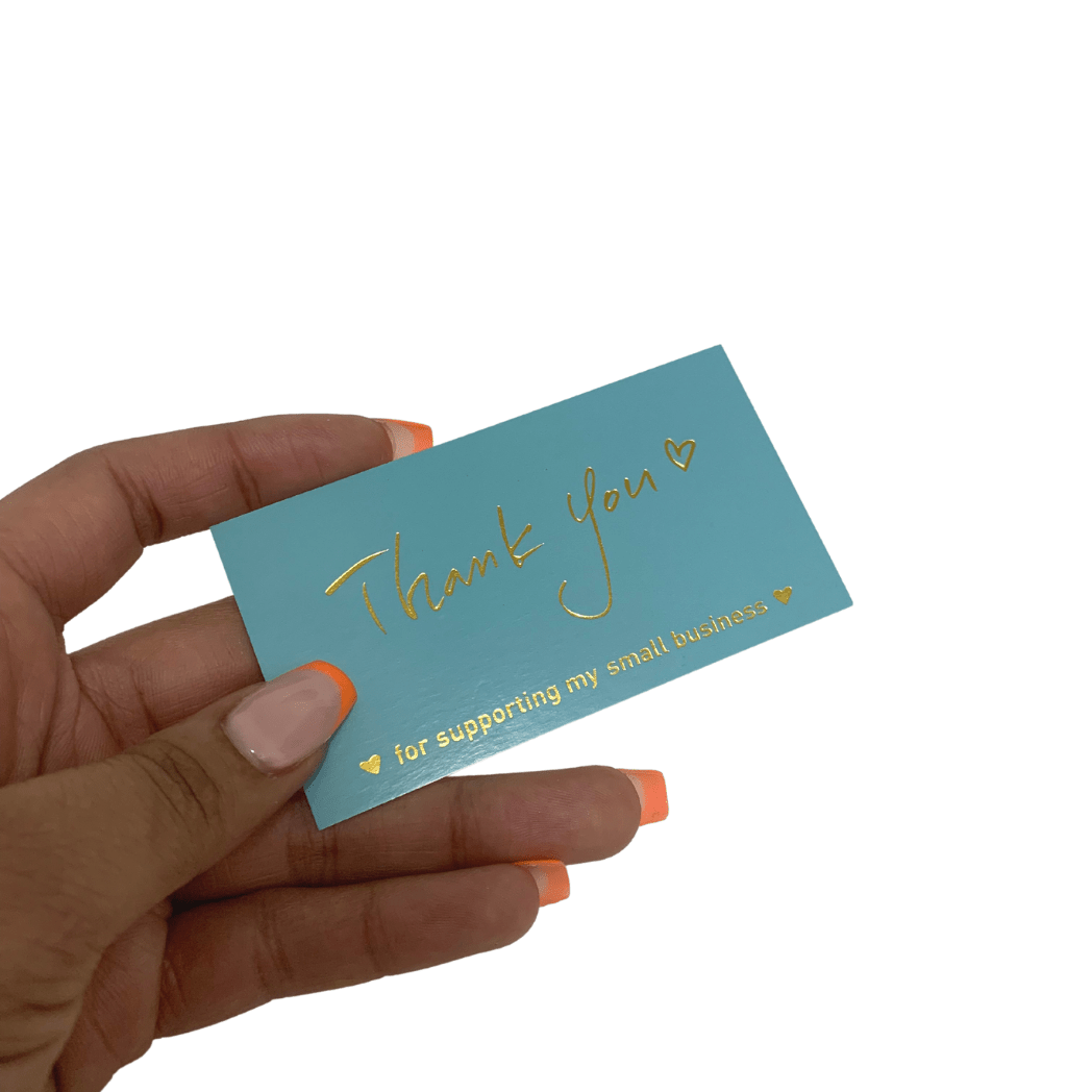 Blue &amp; Gold Thank You Card ( 10 pack ) - Happy Box