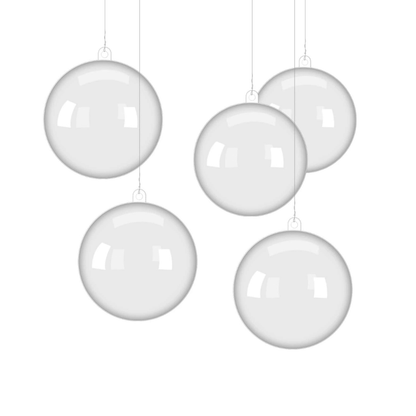 Clear Round Christmas Baubles ( 4,6,7,8,10 &amp; 12cm ) - Happy Box