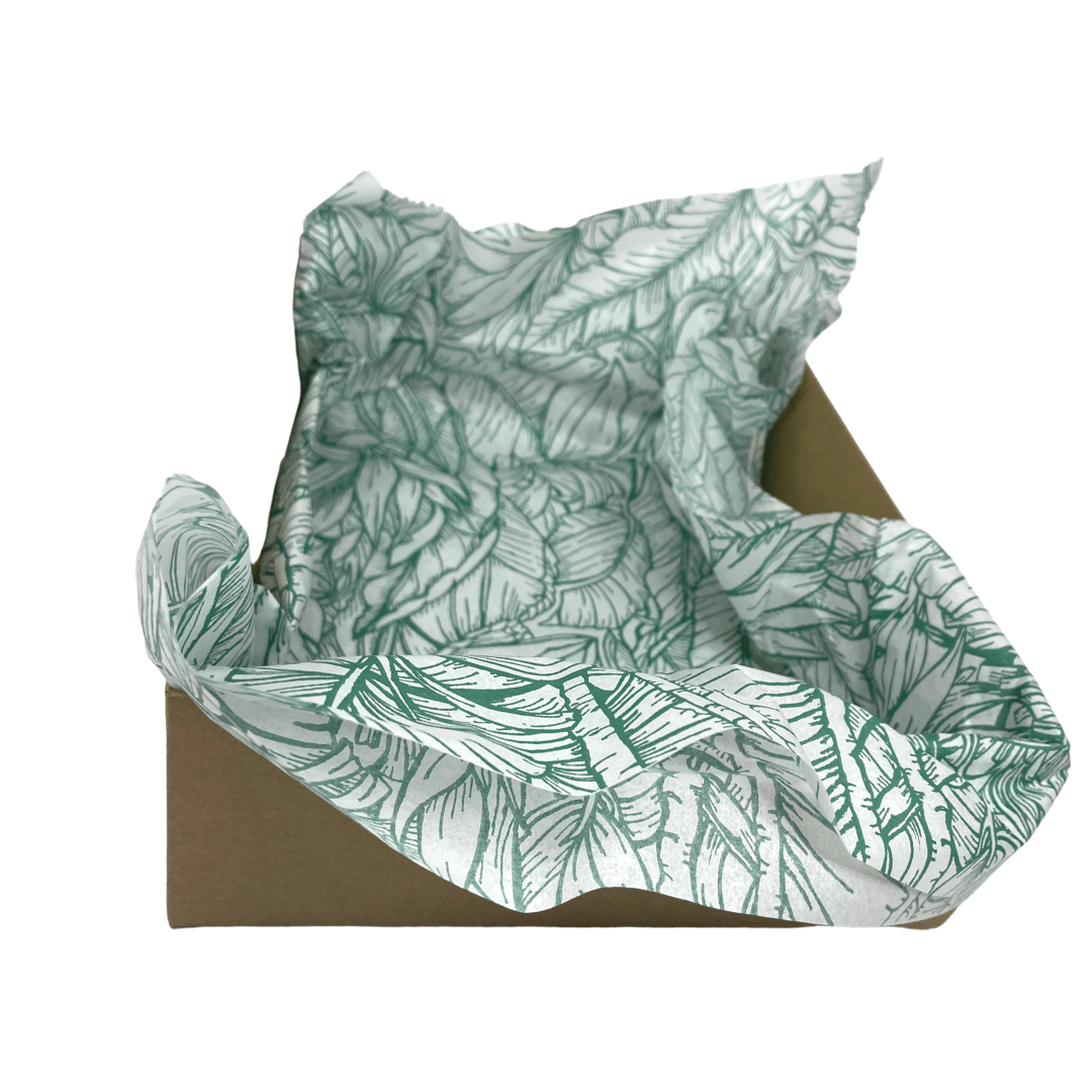 Green Leaves Printed Tissue Paper ( 5 Pack ) - Happy Box