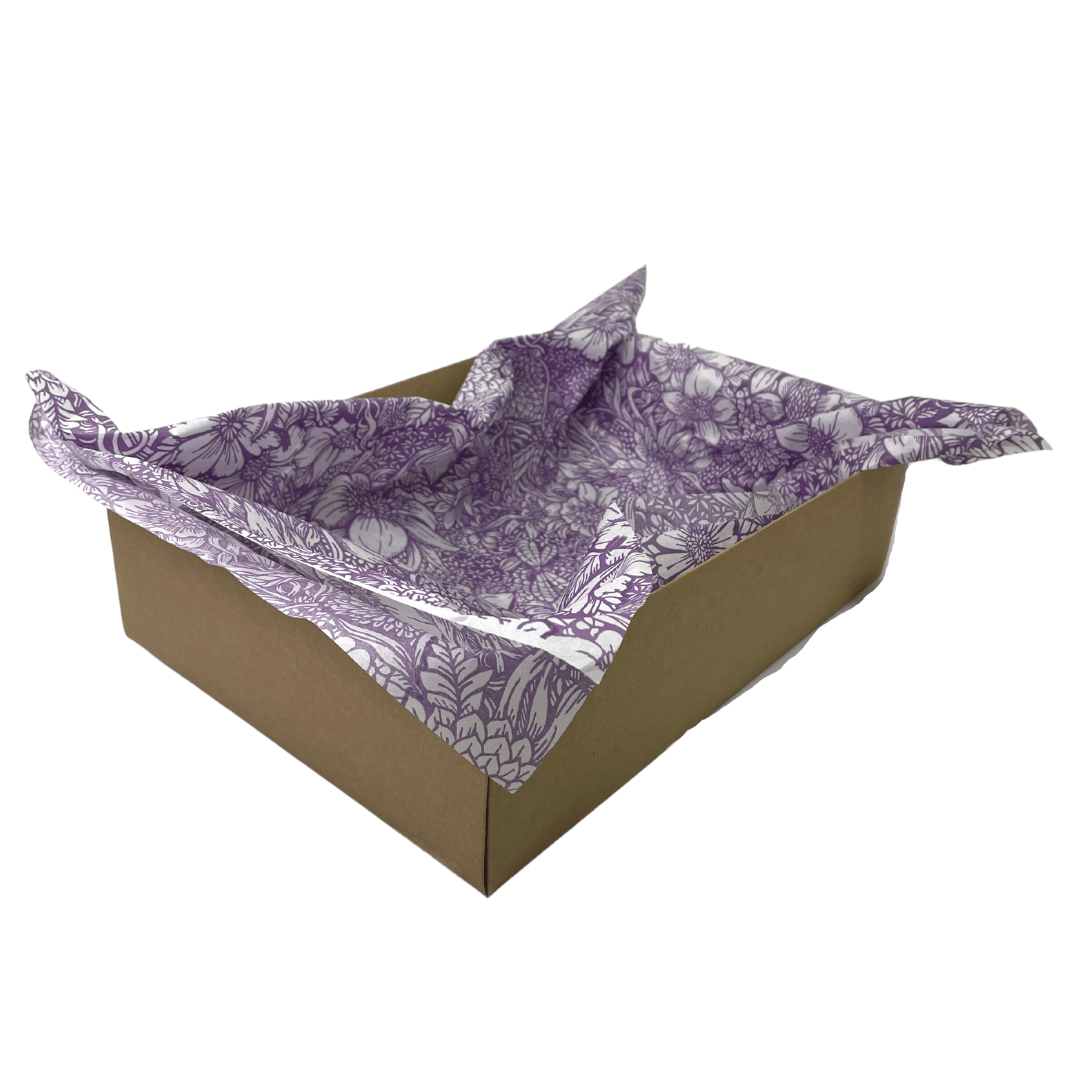 Purple Flowers Printed Tissue Paper ( 5 Pack ) - Happy Box